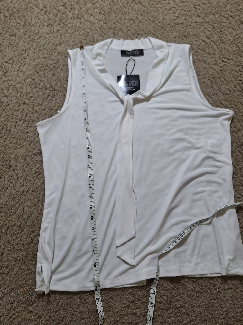 Kasper Women's White Sleeveless Tie-Neck Blouse Top Size L - Picture 5 of 5